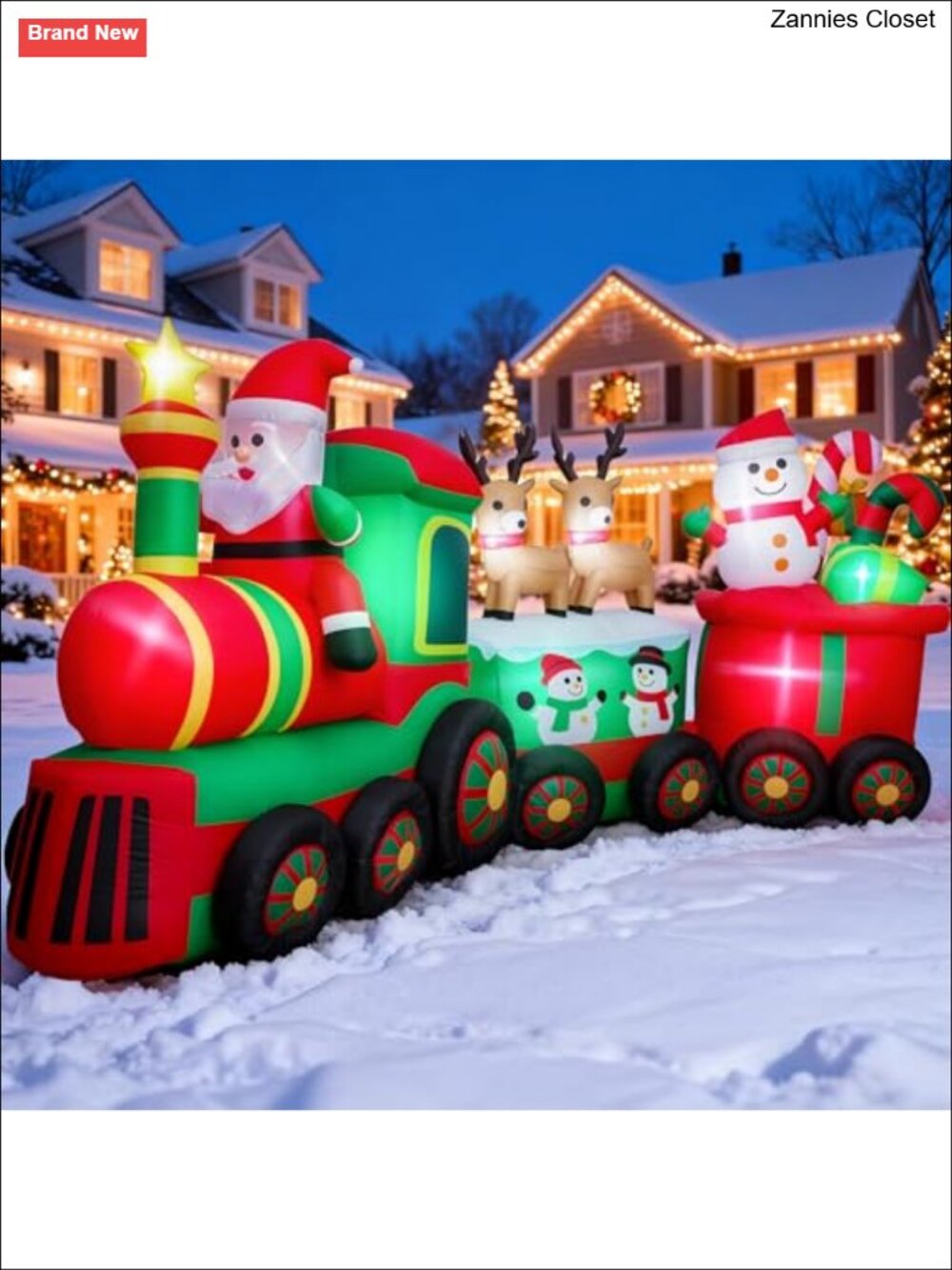 11 FT Christmas Inflatable Train Santa Reindeer Snowman Outdoor Yard Decor